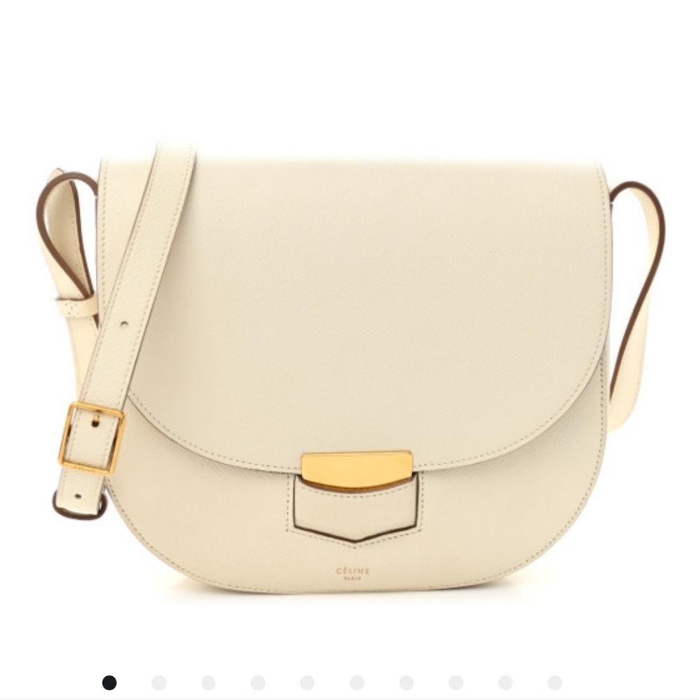 Celine Large Trotteur Crossbody Bag. Off White. NWT.